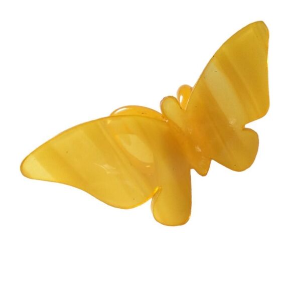 Vintage Butterfly Scarf Clip Holder Slide Lucite Marbled Yellow Mid Century Mod. - Picture 5 of 16
